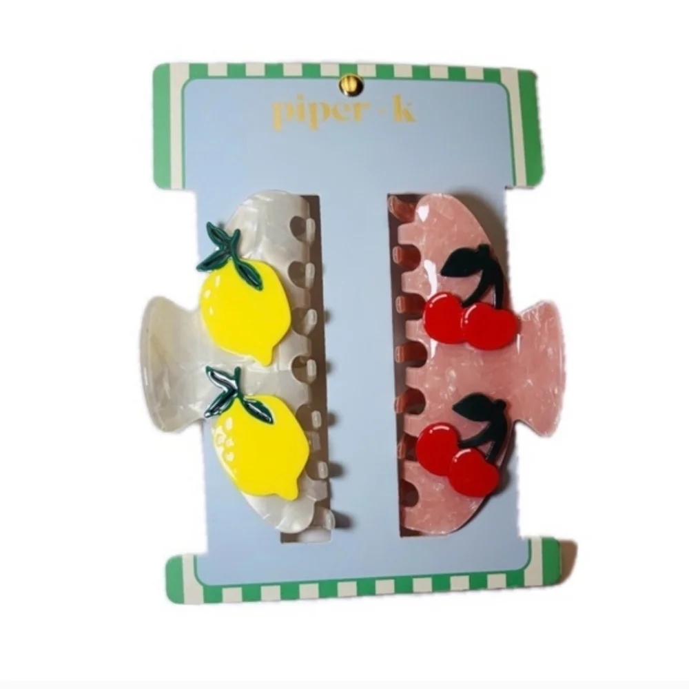 🍒▪️Piper K ▪️Lemon and Cherry Hair Claw Set Of 2 Clips